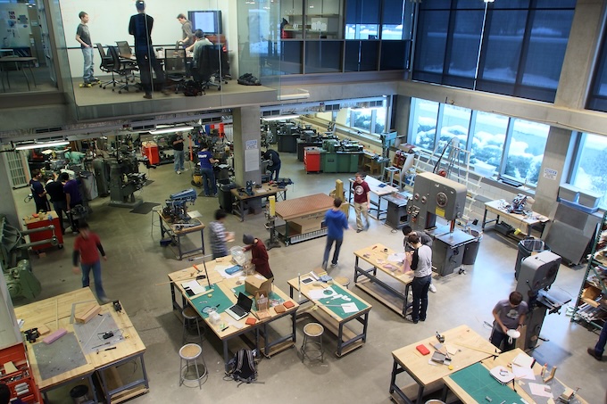 View of design studio from above